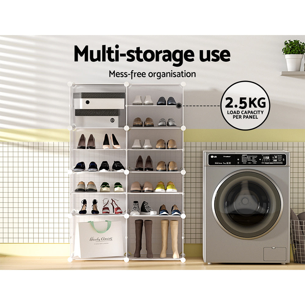 Shoe Cabinet DIY Shoe Box White Cube Portable Organiser Storage Stand