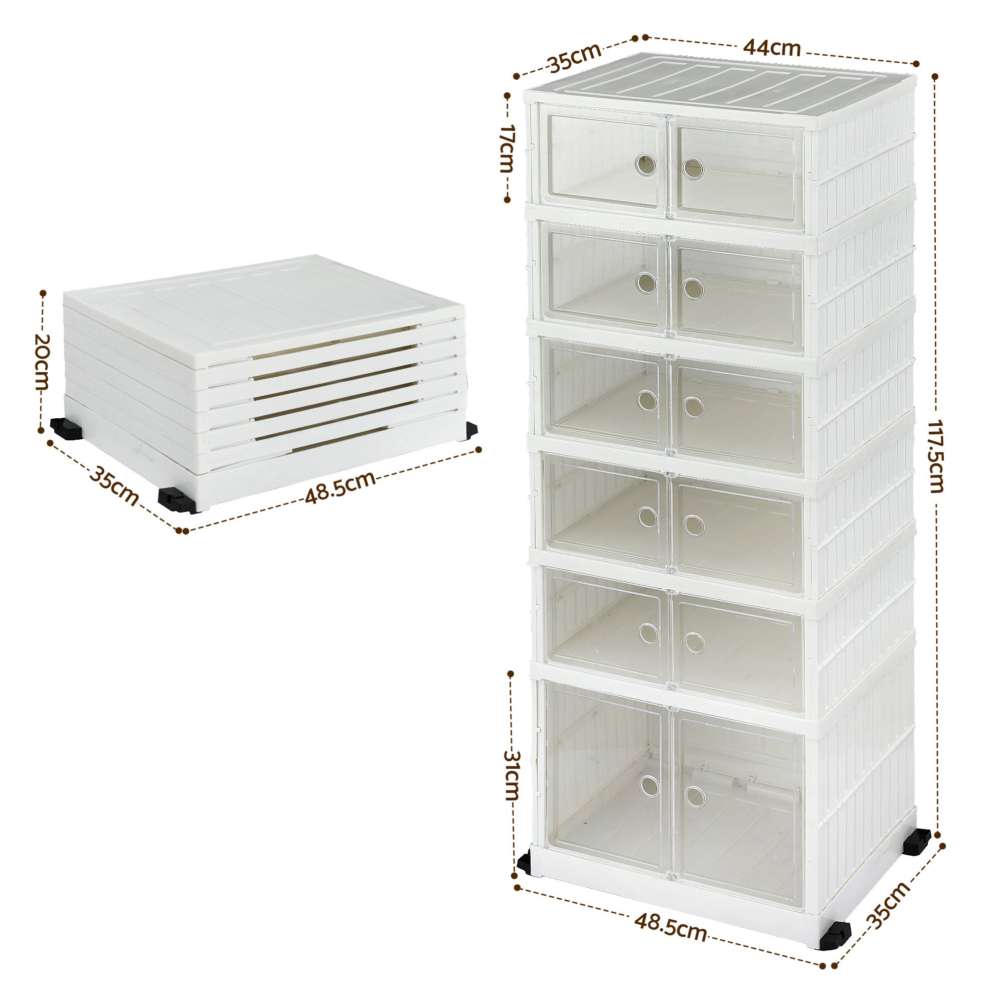 6-Tier Foldable Shoe Rack 12 Pairs White Storage Organizer Entryway