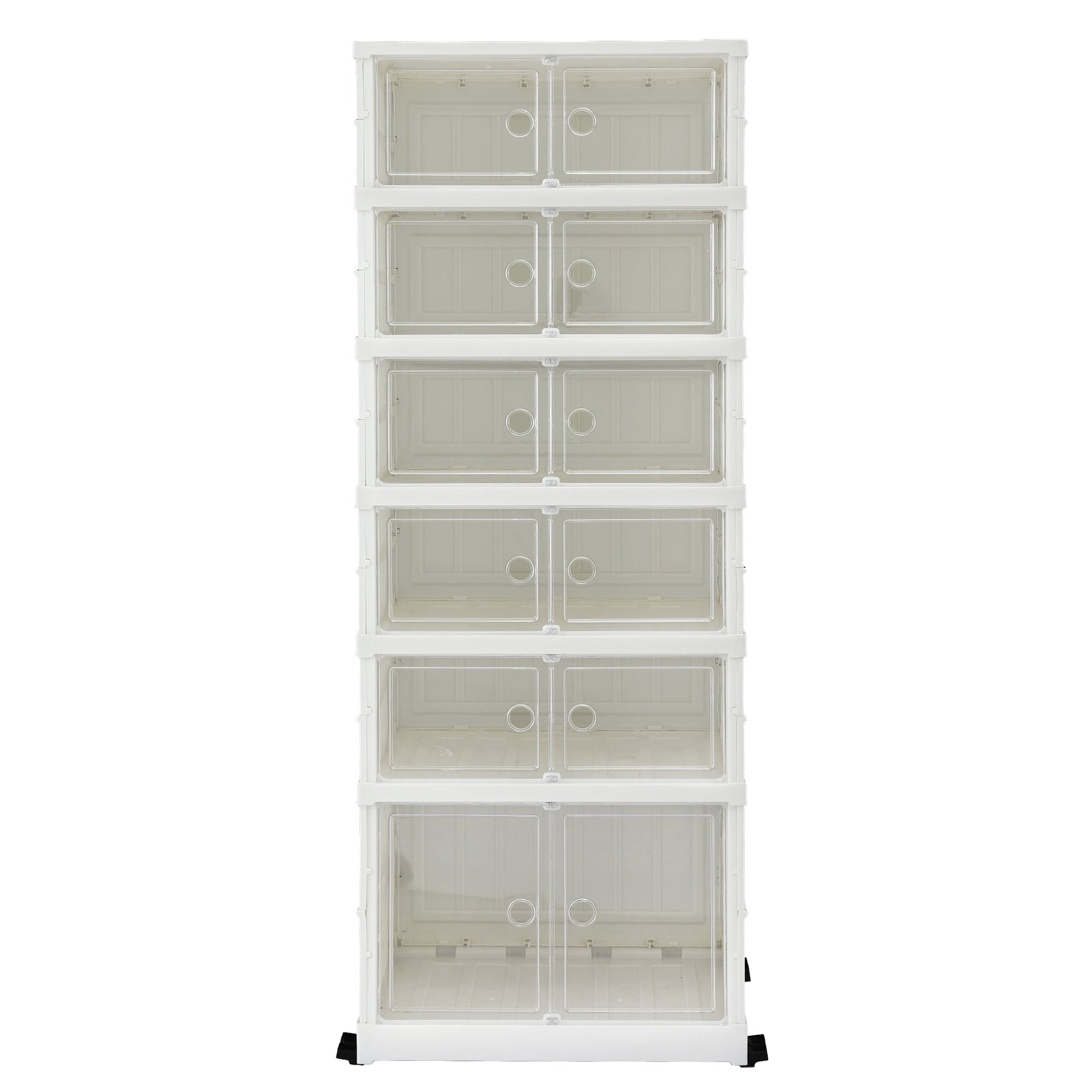 6-Tier Foldable Shoe Rack 12 Pairs White Storage Organizer Entryway