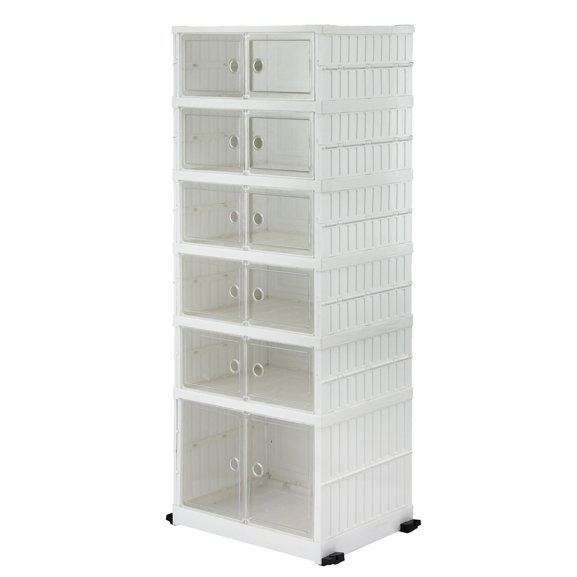6-Tier Foldable Shoe Rack 12 Pairs White Storage Organizer Entryway