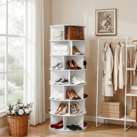7 Tier Rotating Shoe Rack 28 Pairs - Shoe Storage