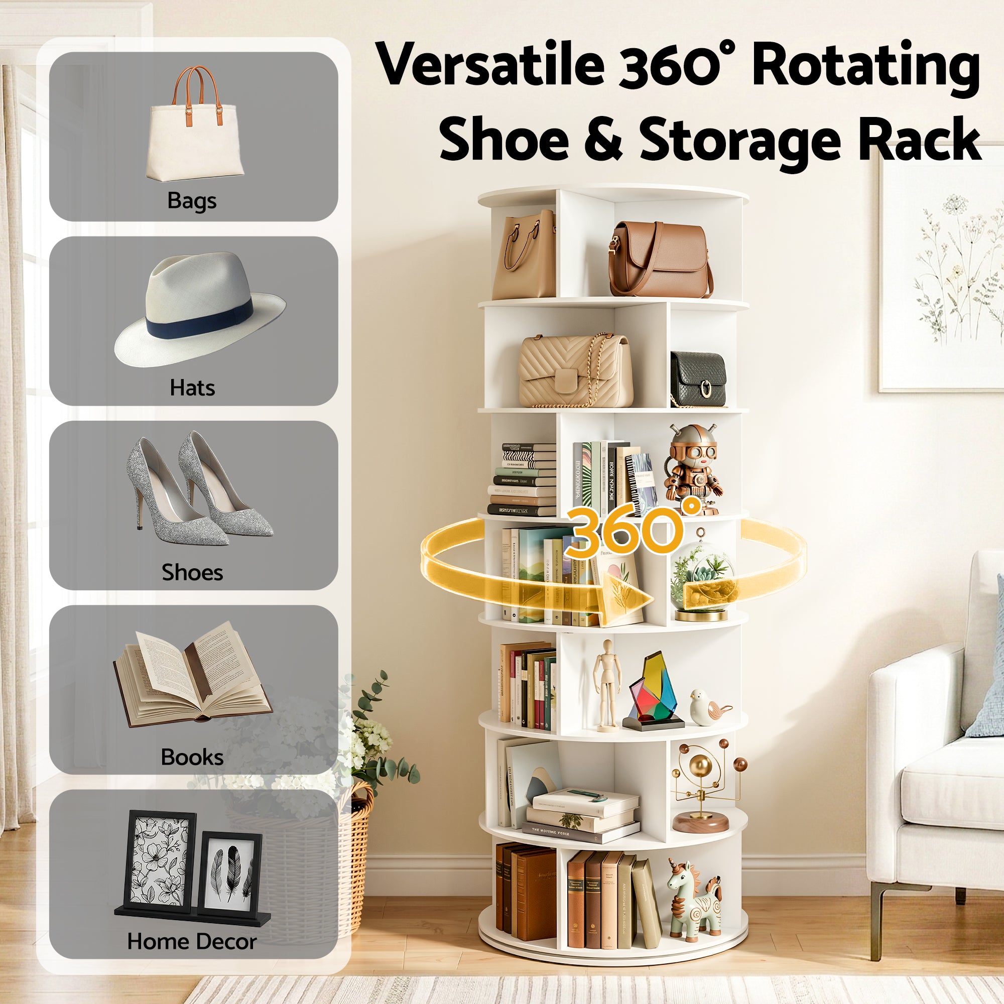 7 Tier Rotating Shoe Rack 28 Pairs | Simpledeals