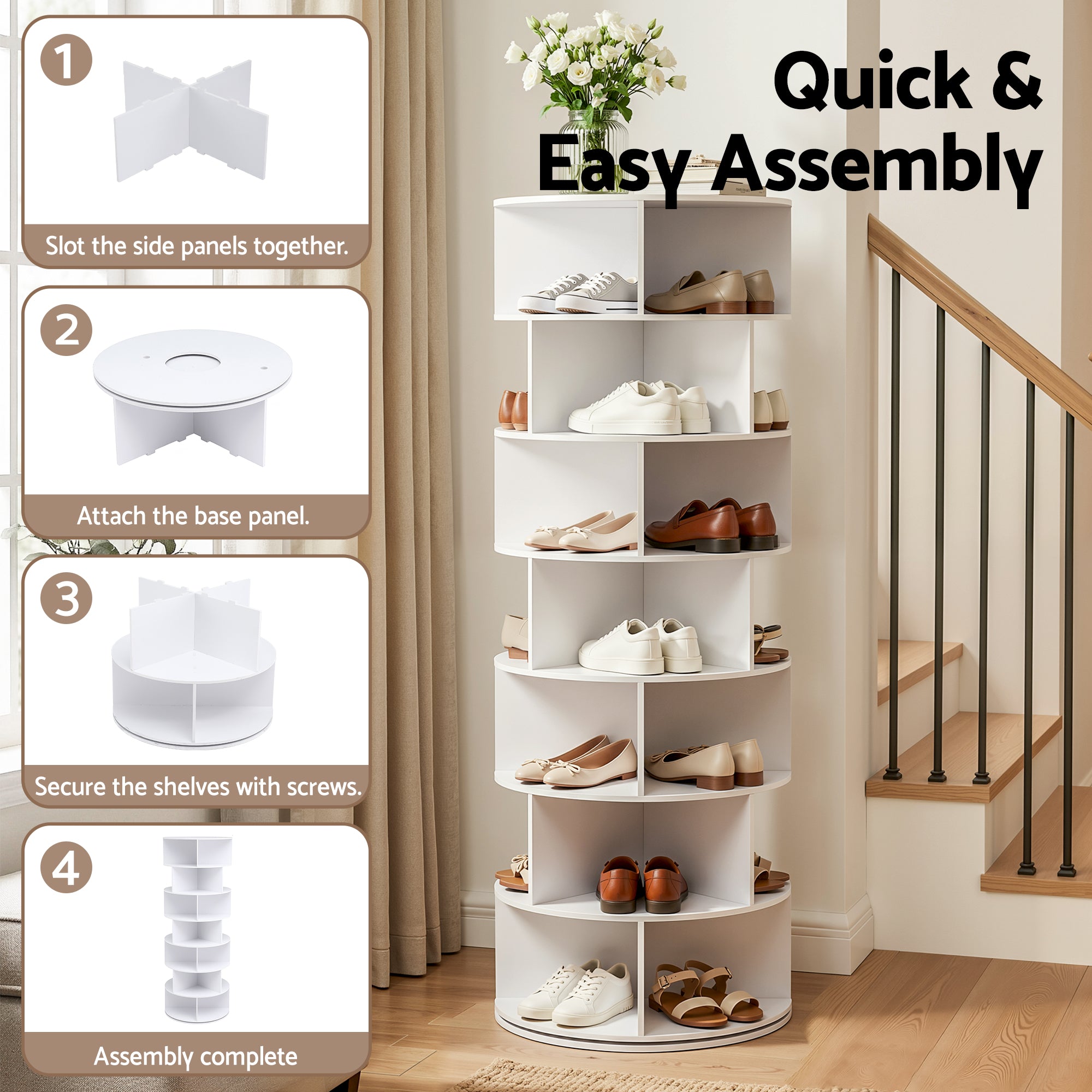 7 Tier Rotating Shoe Rack 28 Pairs | Simpledeals