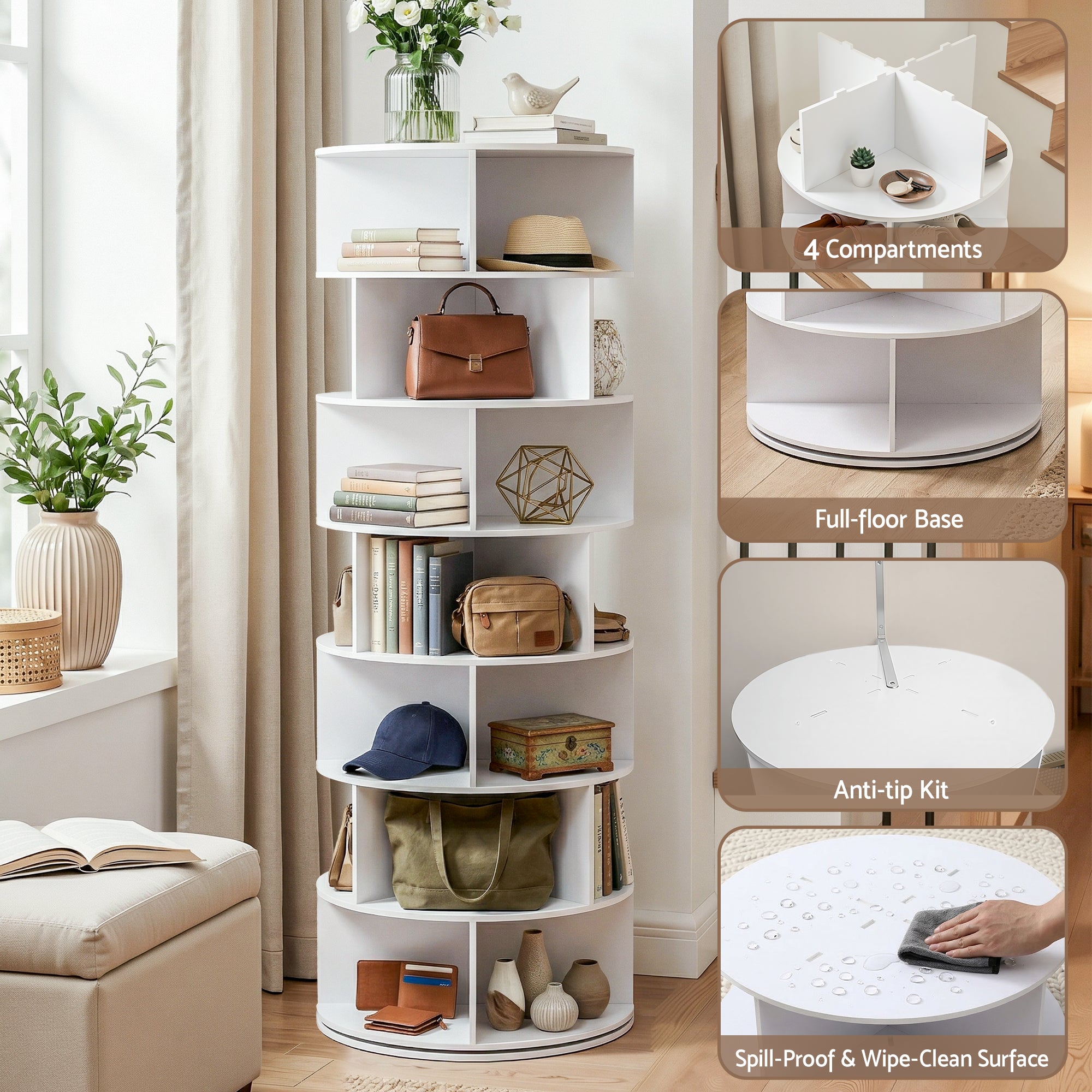 7 Tier Rotating Shoe Rack 28 Pairs | Simpledeals