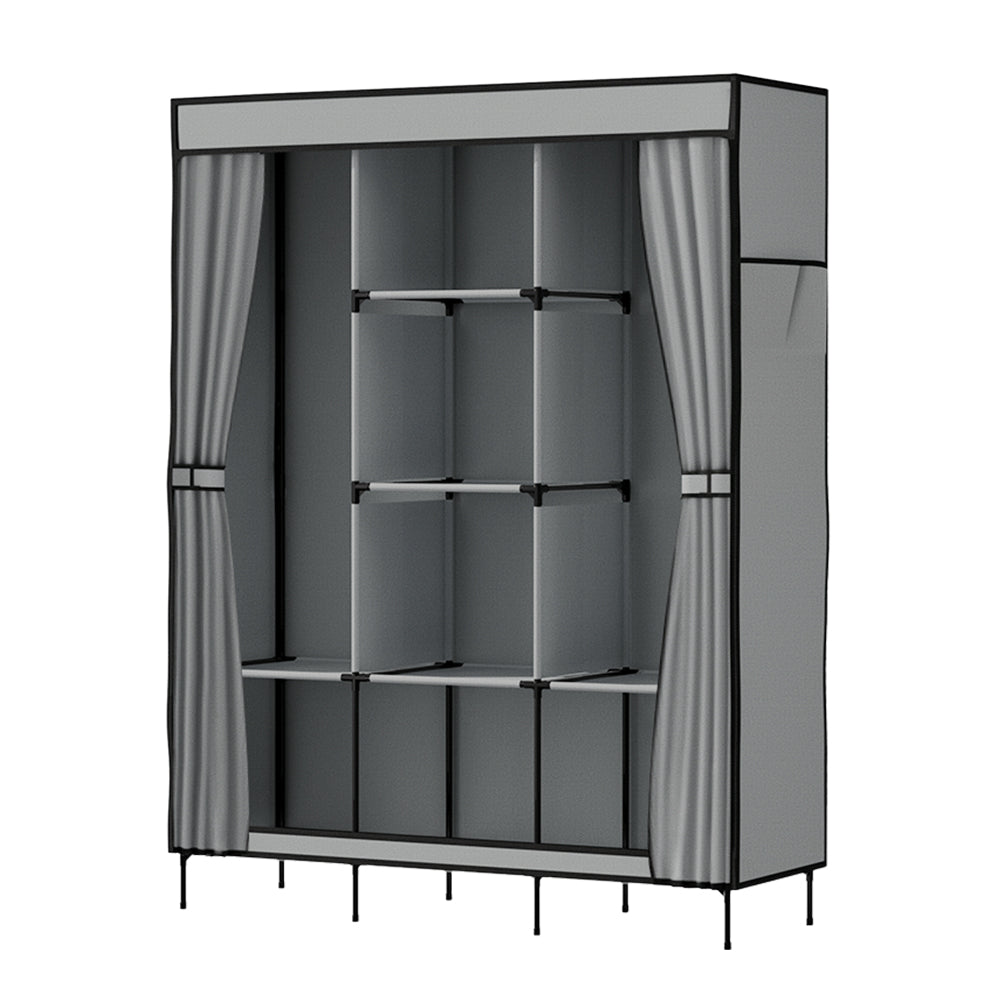 Grey colour - Large Portable Clothes Closet Wardrobe With Shelf Grey