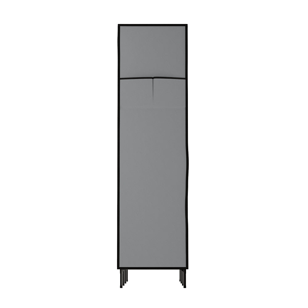 Large Portable Clothes Closet Wardrobe With Shelf Grey | Grey colour