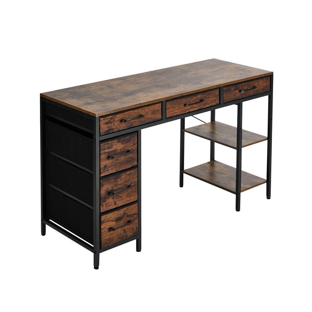 Computer Desk 120cm 6 Fabric Drawers Storage | Simpledeals