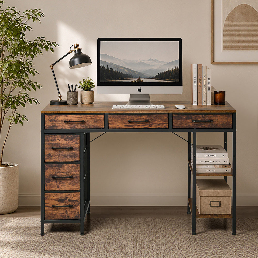 Computer Desk 120cm 6 Fabric Drawers Storage | Simpledeals