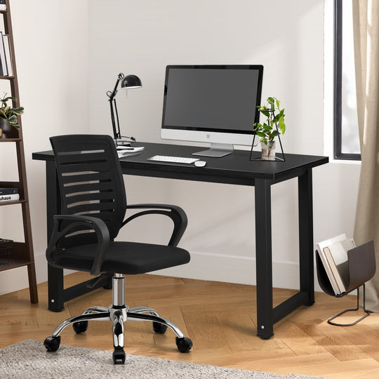 Black Home Office Desk and Chair Set Modern Computer Table