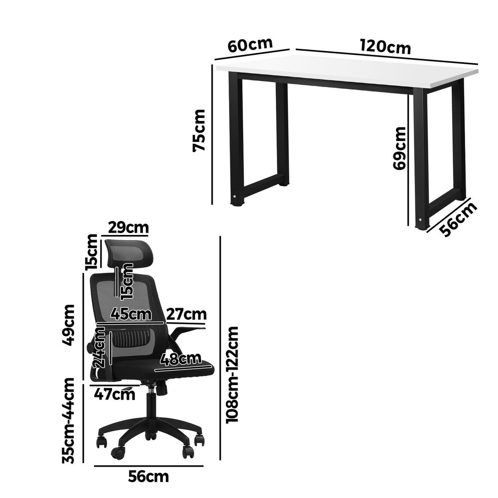 Home Office Set Computer Desk and Mesh Office Chair Black