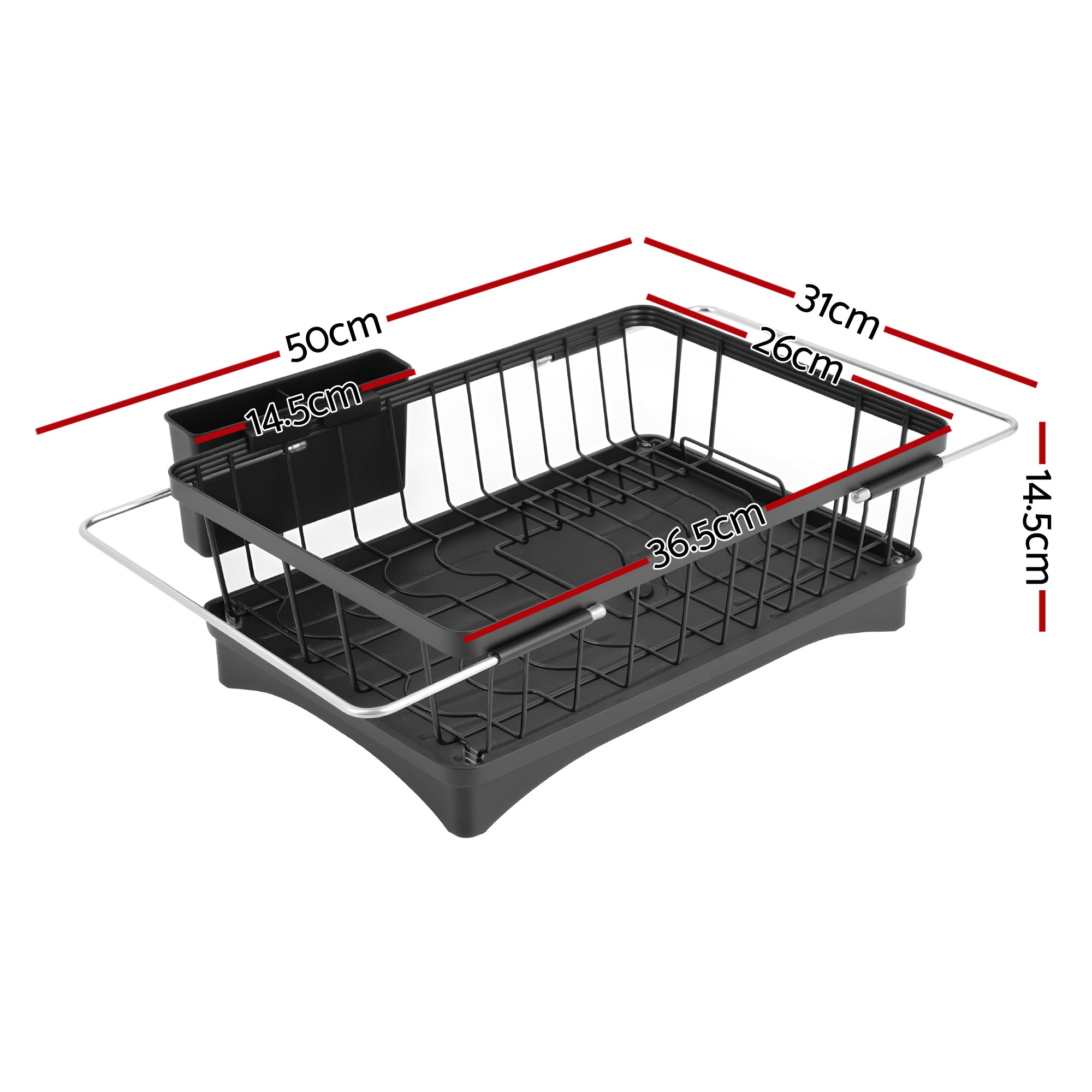 Premium Dish Drying Rack with 360° Drain Spout Kitchen Sink Organiser