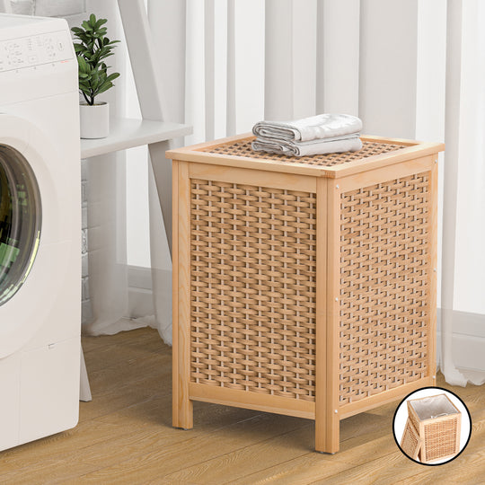 Laundry Hamper Bathroom Storage Cabinet Wooden Organiser