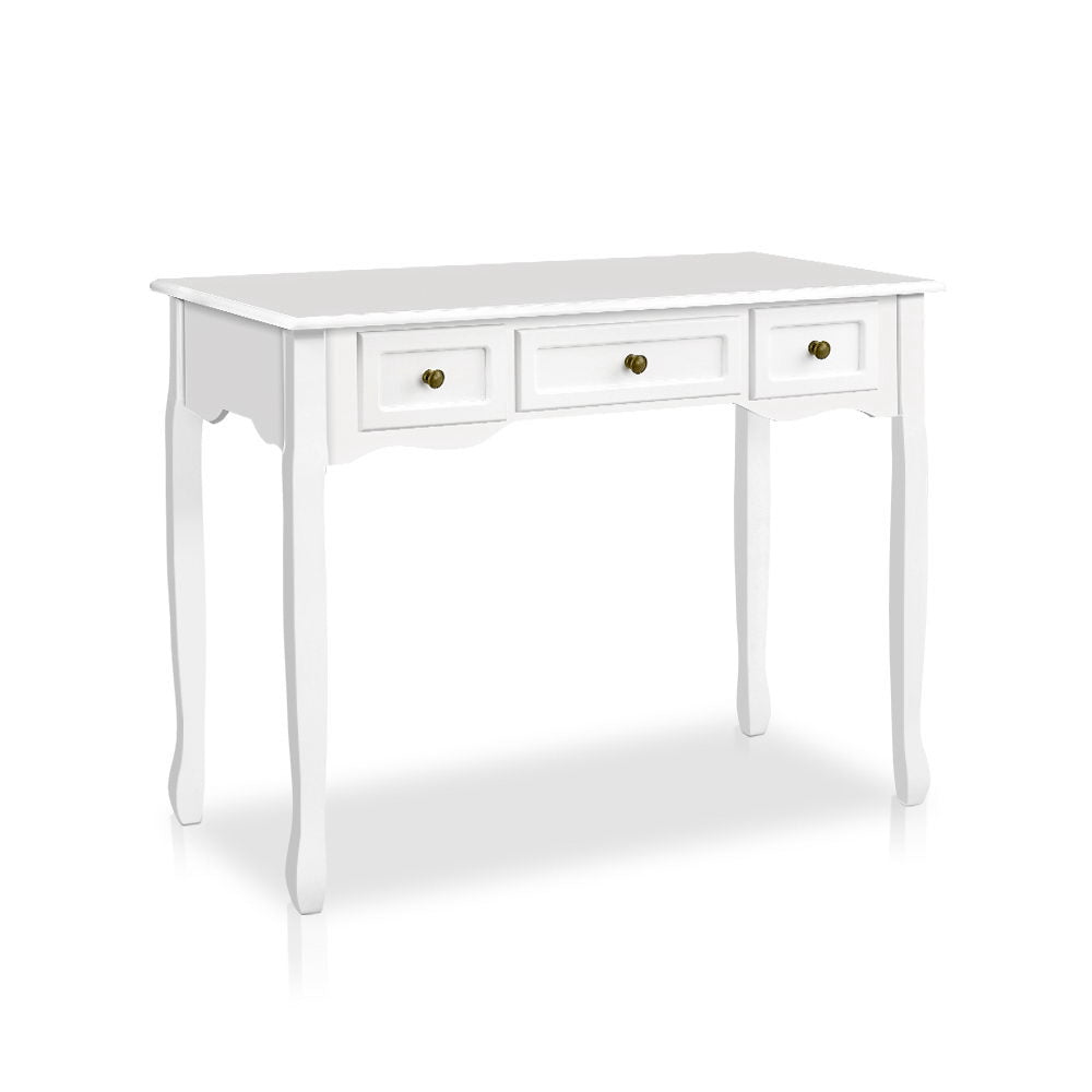 Console Table Hallway 3 Drawers Side Dressing Entry Wooden French Drawer White