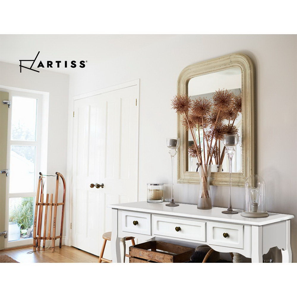 Console Table Hallway 3 Drawers Side Dressing Entry Wooden French Drawer White