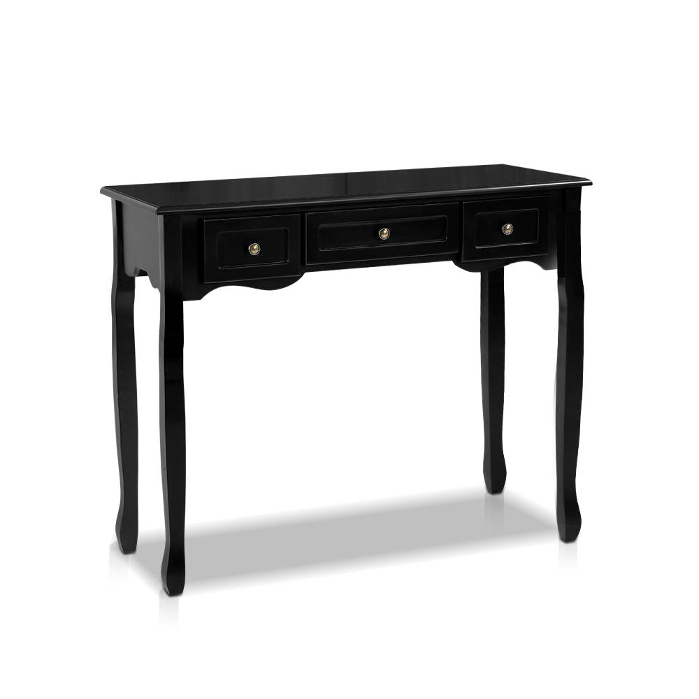 Console Table 3 Drawers Black Hamptons