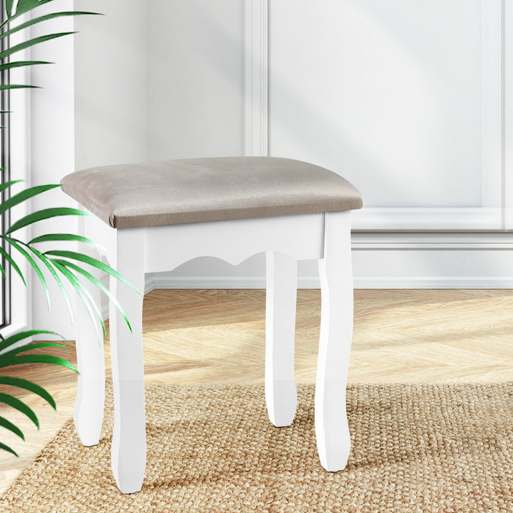 Artiss Makeup Chair Bedroom - Velvet Grey Dressing Table Stool Comfortable Seat