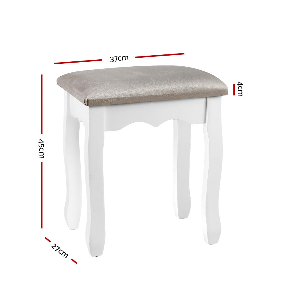 Grey colour - Velvet Grey Dressing Table Stool Comfortable Seat