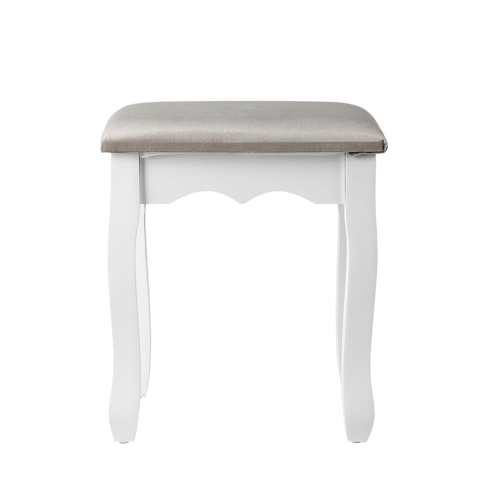 Velvet finish - Velvet Grey Dressing Table Stool Comfortable Seat