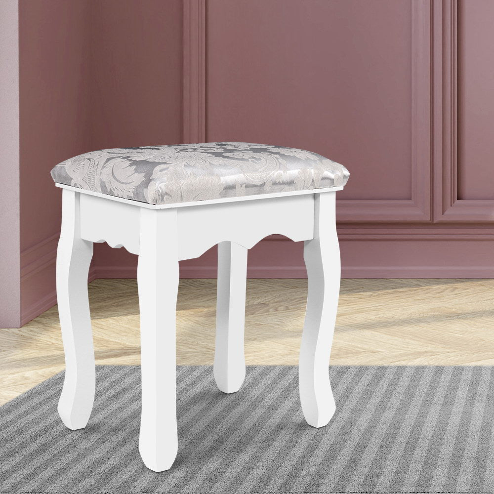 Dressing Table Stool White Velvet Upholstered Vanity Bedroom Seat