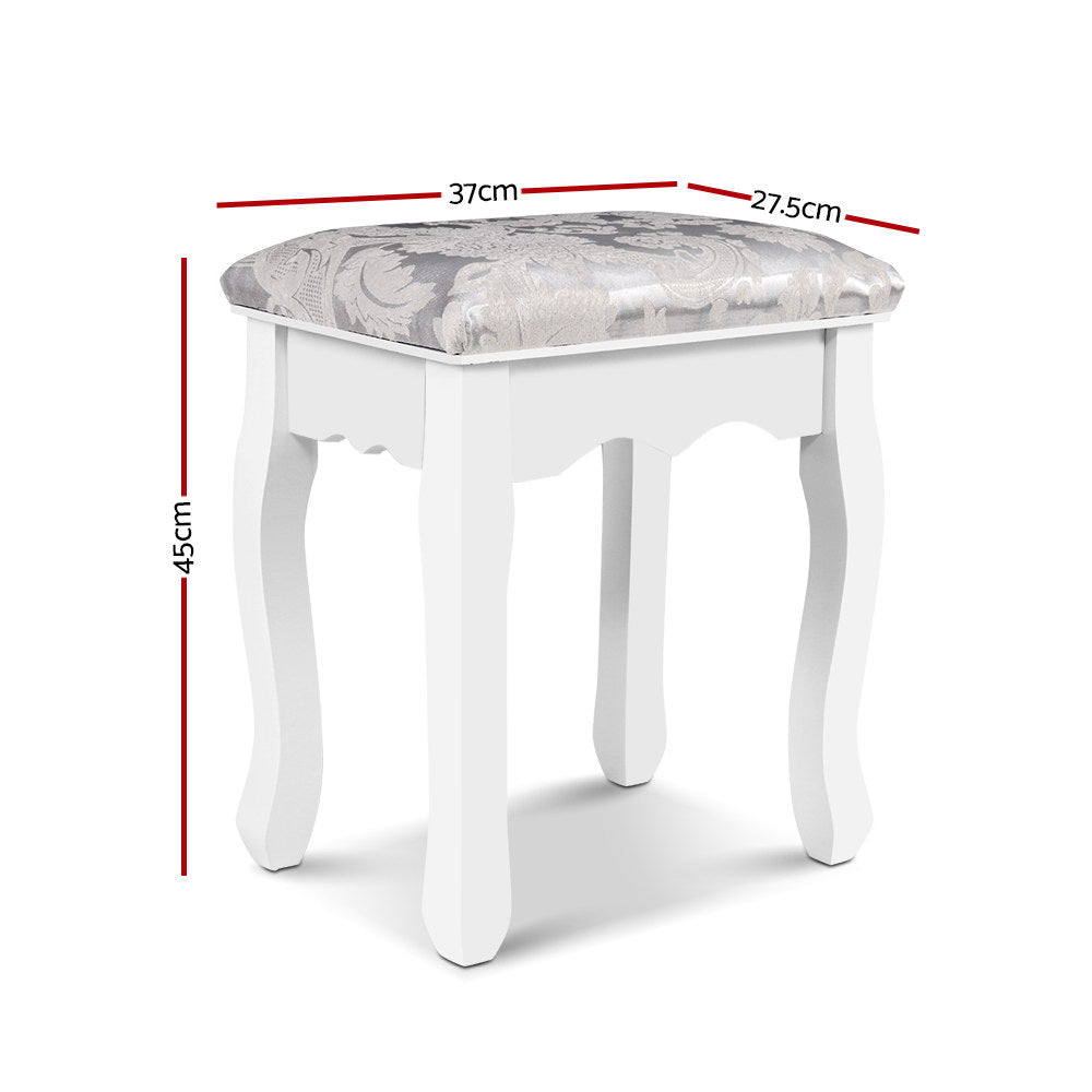 Dressing Table Stool White Velvet Upholstered Vanity Bedroom Seat