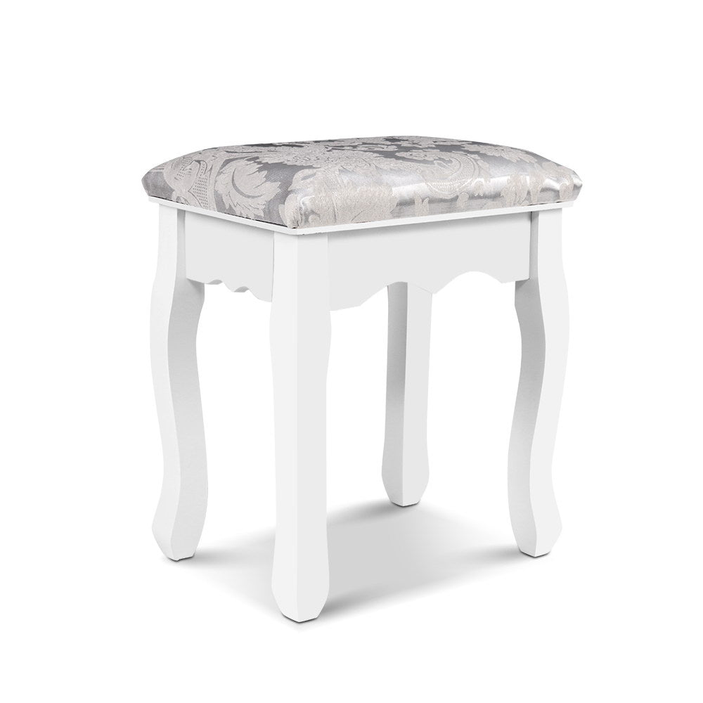 Dressing Table Stool White Velvet Upholstered Vanity Bedroom Seat