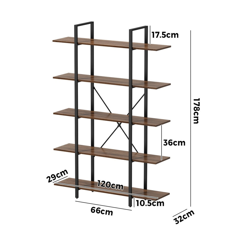 5 Tier Display Shelf Stand Bookshelf Metal Storage 1.2m