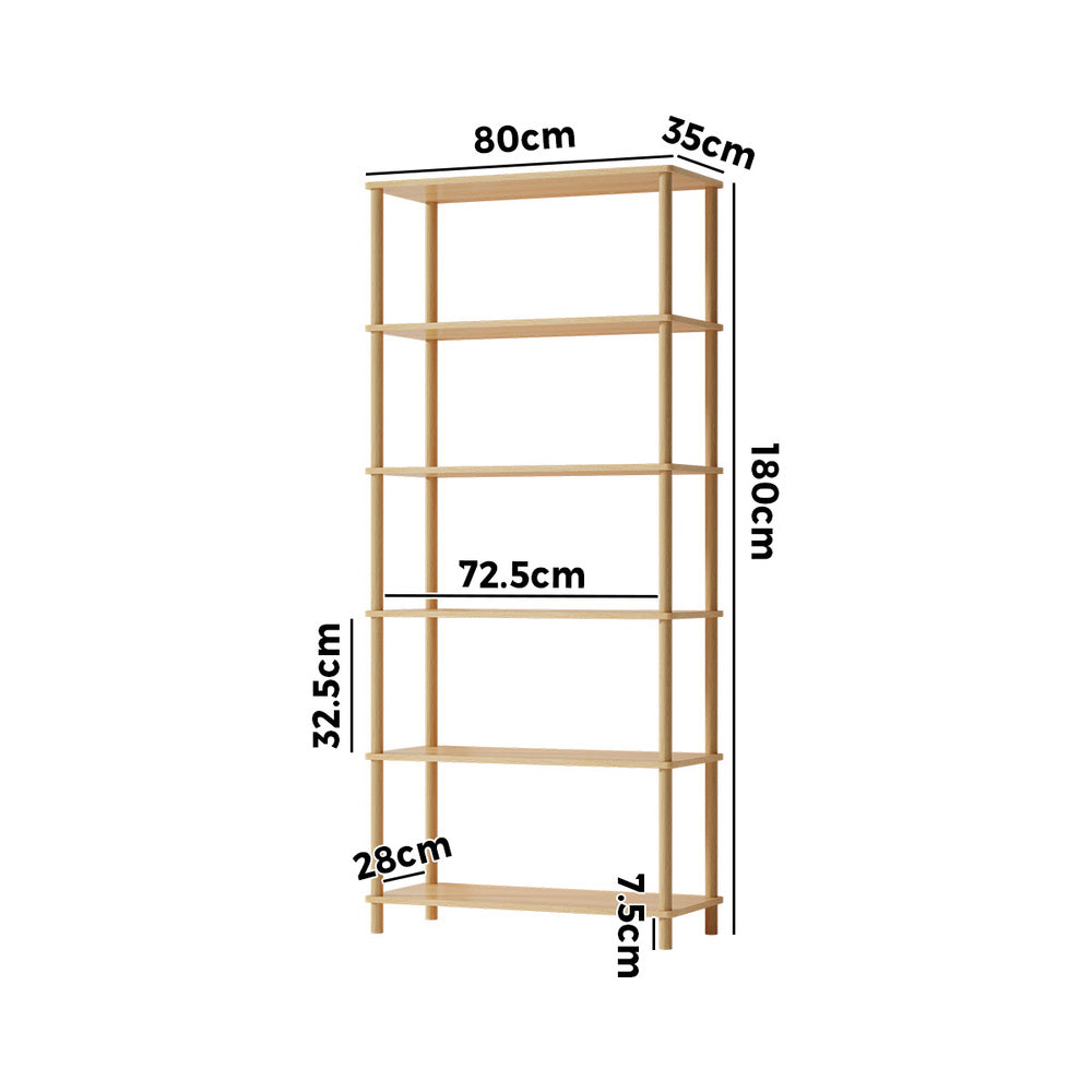Display Shelf 5 Tier Bookshelf Storage Rack Natural & Black