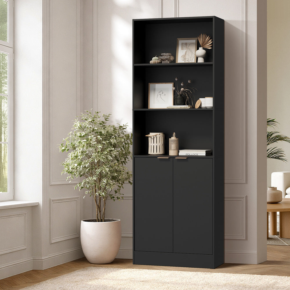 Tall Bookcase Display Shelf Black 60x23.7x172cm