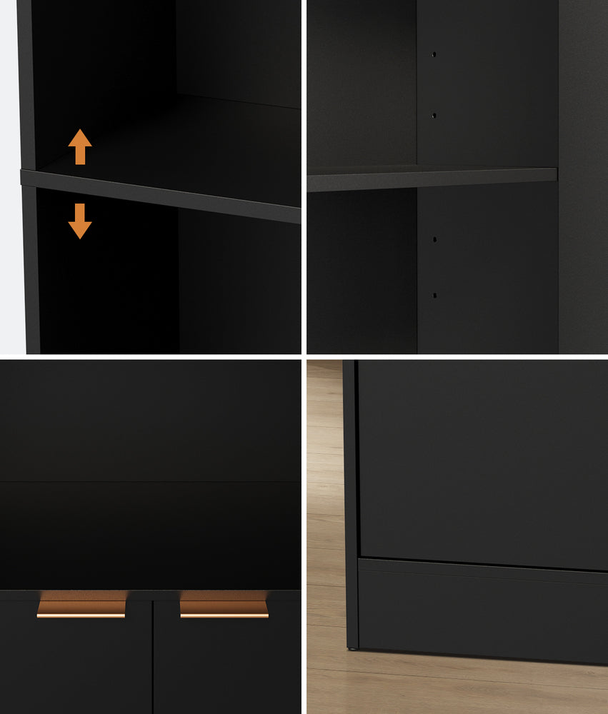 Tall Bookcase Display Shelf Black 60x23.7x172cm