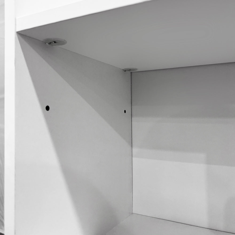 Bookshelf Display Storage Rack for CD DVD Media Organizer Black Natural & White