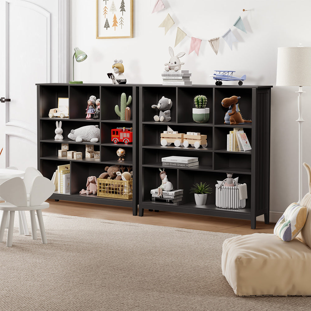 Bookshelf Bookcase Display Shelf 4-Tier Storage Cabinet Black