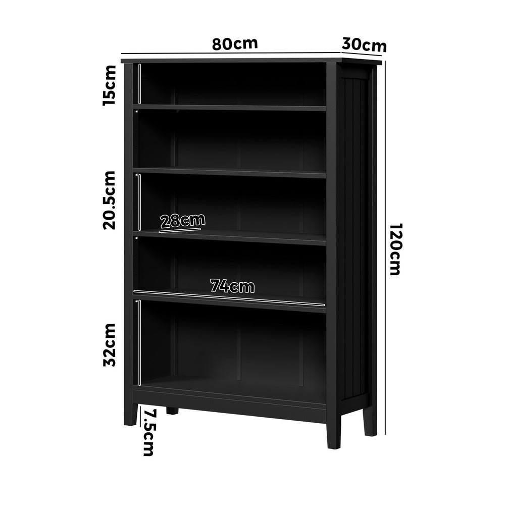 Bookshelf Bookcase Display Shelf 5-Tier Storage Cabinet Black