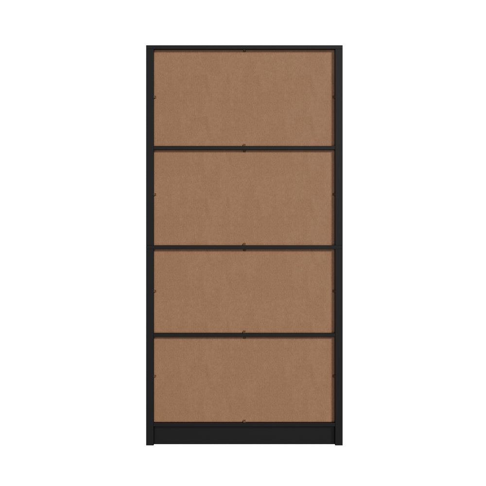 4 Tier Glass Display Cabinet LED Bookcase Black | Simpledeal