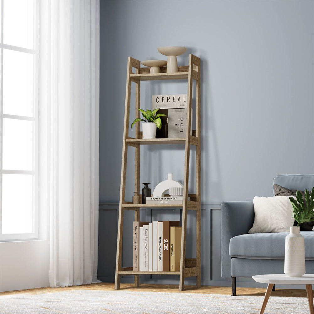 Display Shelf 4 Tier Corner Ladder Shelves Black