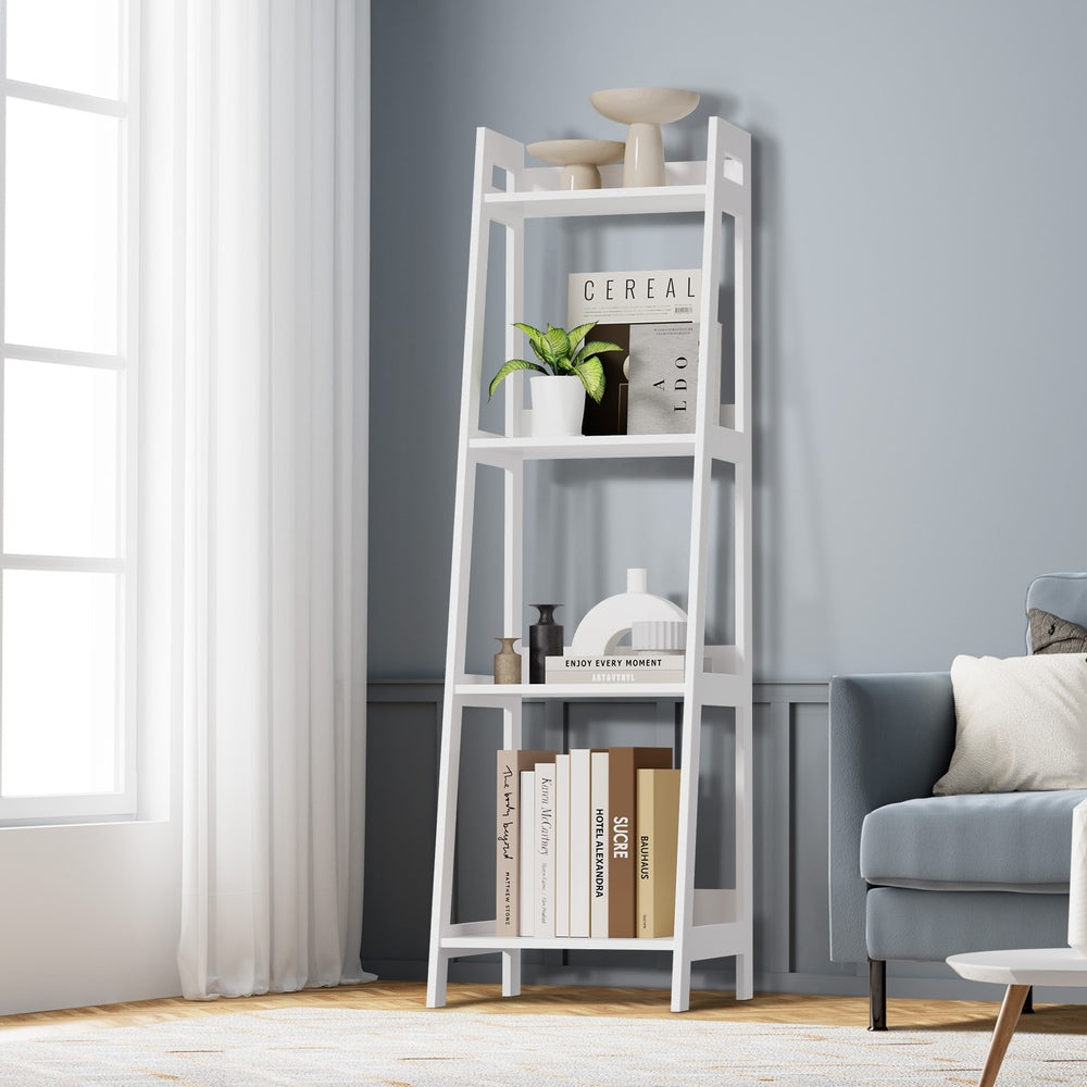 Display Shelf 4 Tier Corner Ladder Shelves Black