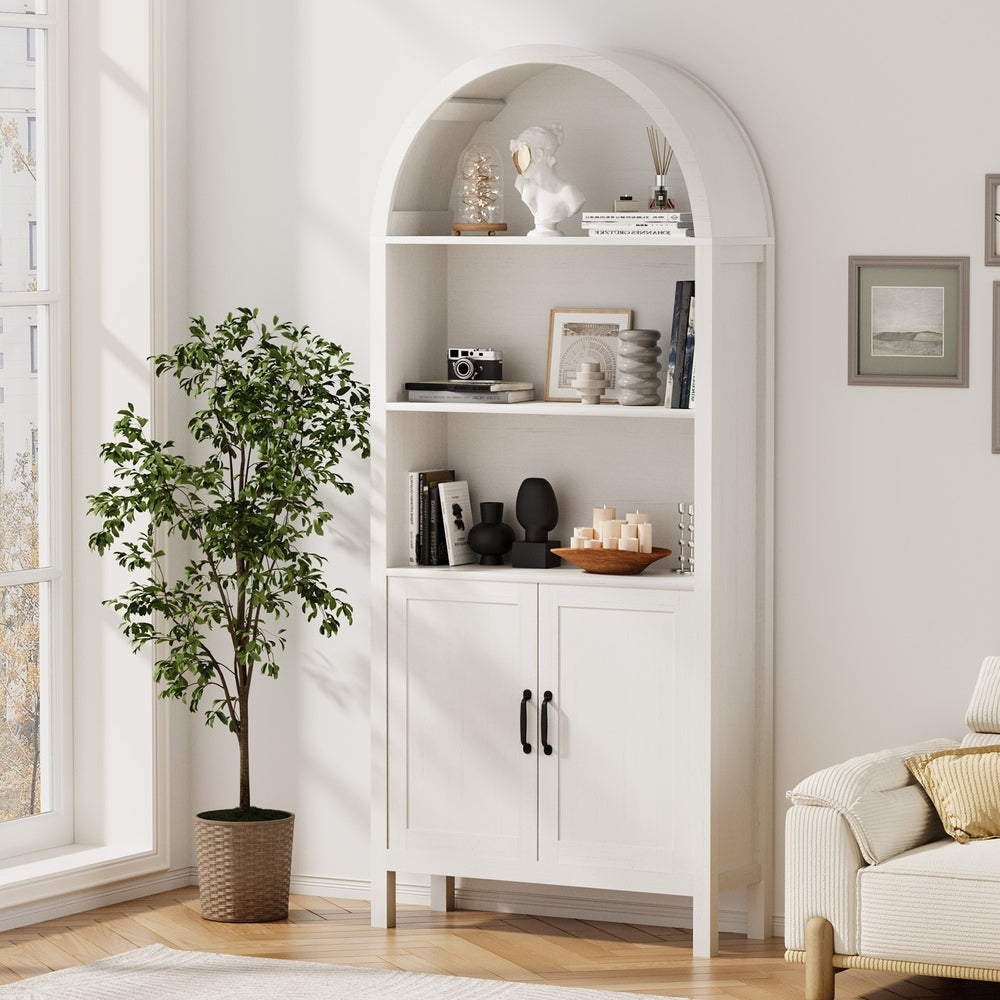 Arched Bookshelf Display Bookcase White | Simpledeals