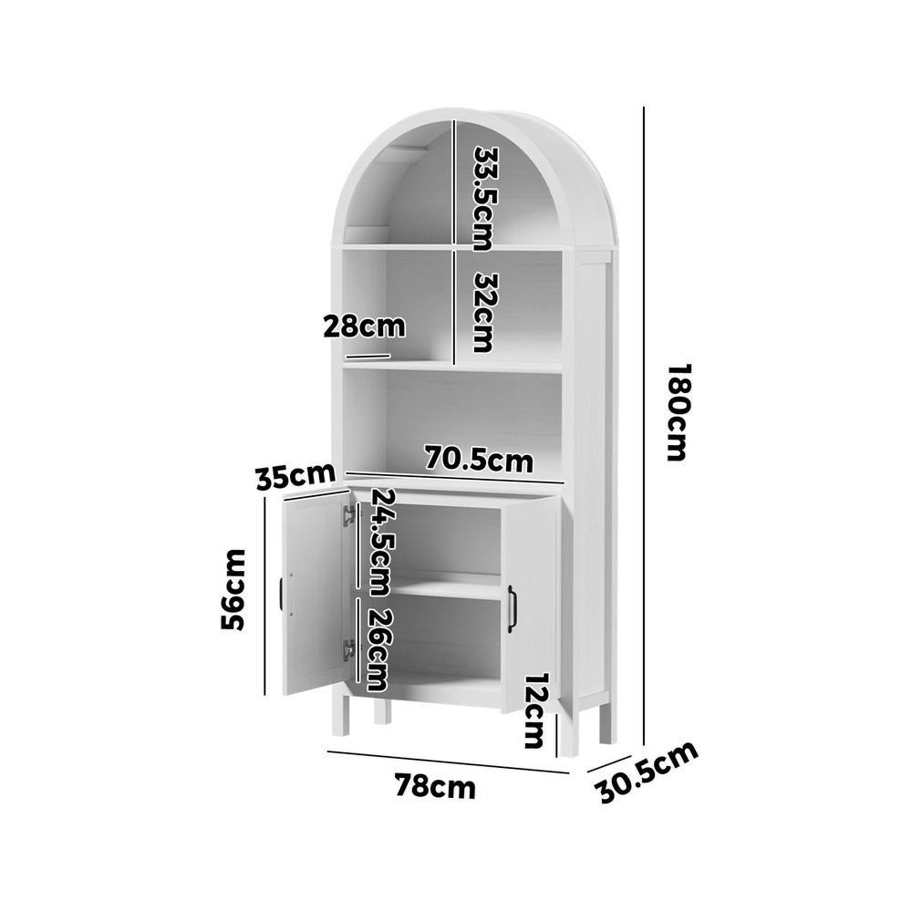 Arched Bookshelf Display Bookcase White | Simpledeals