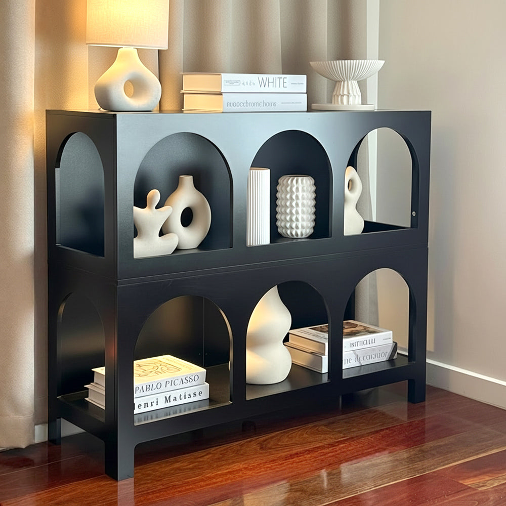 Display Shelf Storage Stand Bookshelf Black/White