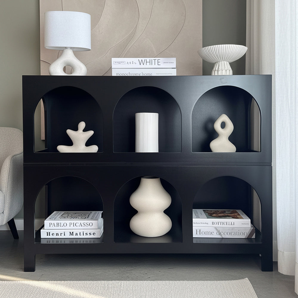 Display Shelf Storage Stand Bookshelf Black/White