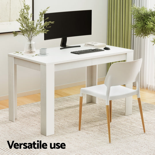 Wood finish - 1 Dining Table and 4 Chairs Set White Wood