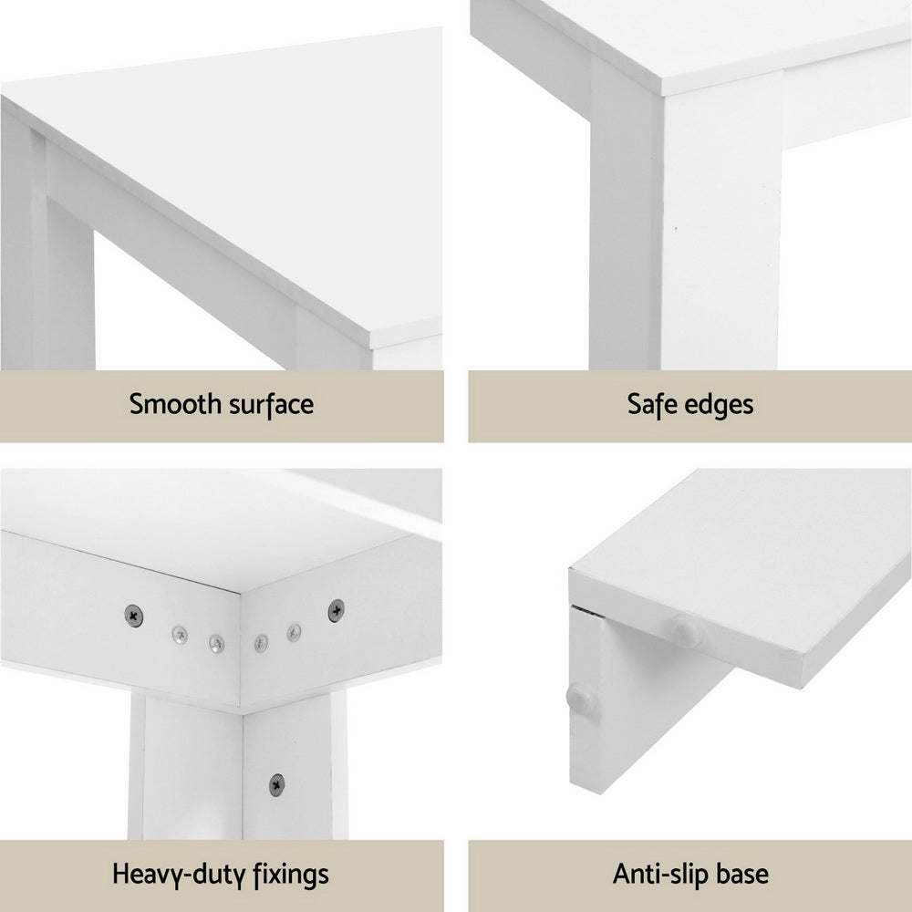 1 Dining Table and 4 Chairs Set White Sherpa