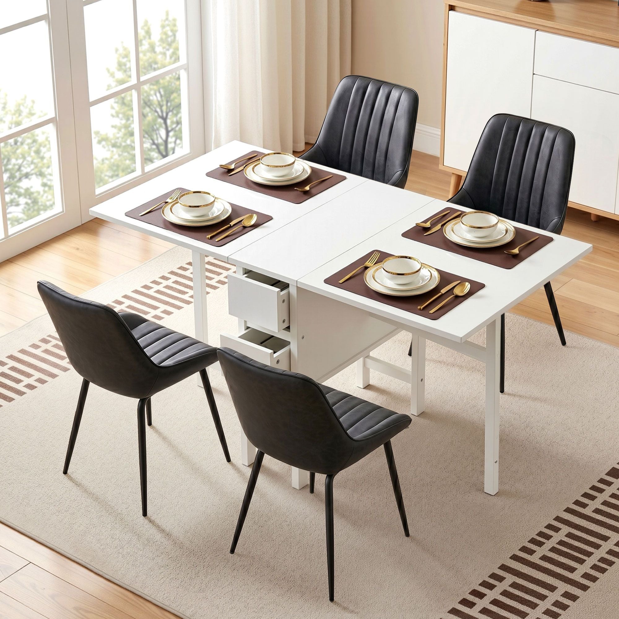 Foldable Dining Table Chairs Set 5 Piece | Simpledeals