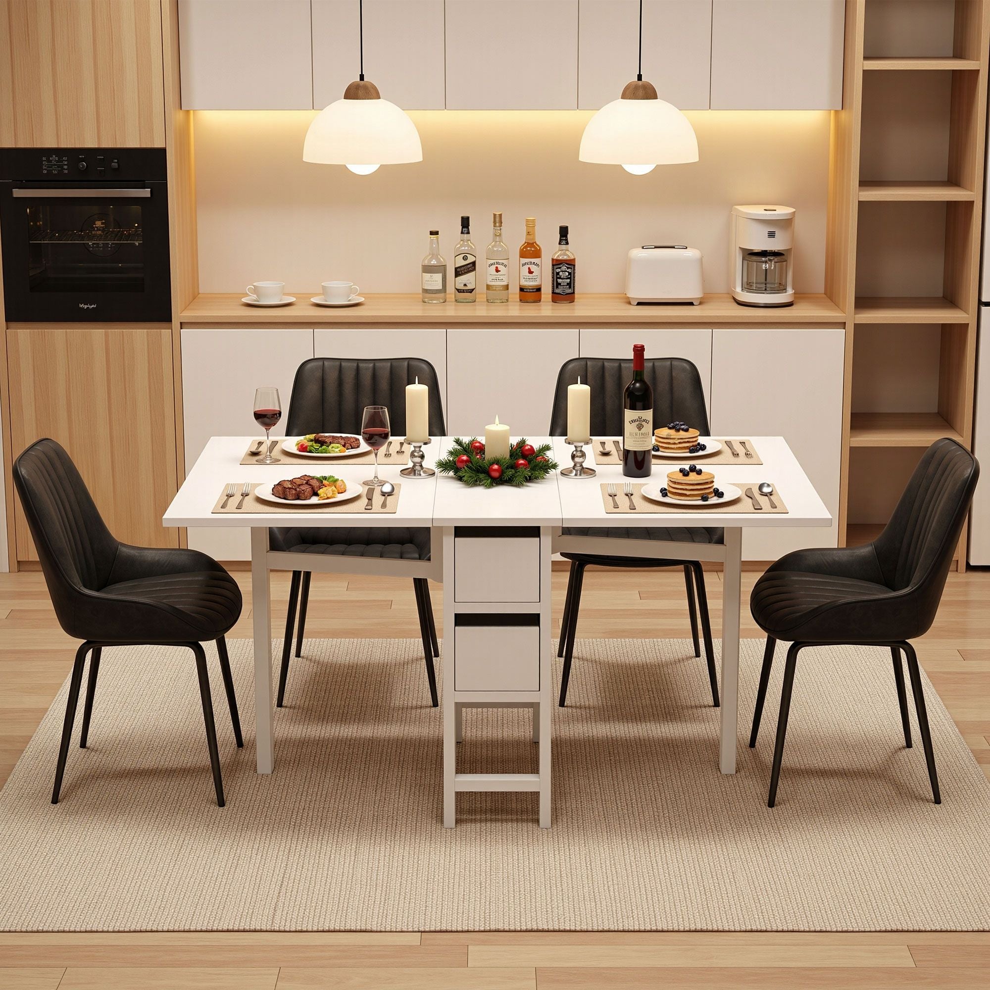 Foldable Dining Table Chairs Set 5 Piece | Simpledeals