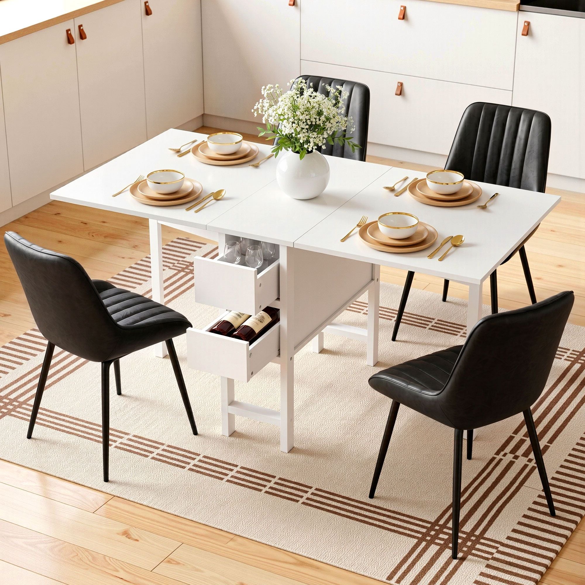 Foldable Dining Table Chairs Set 5 Piece | Simpledeals