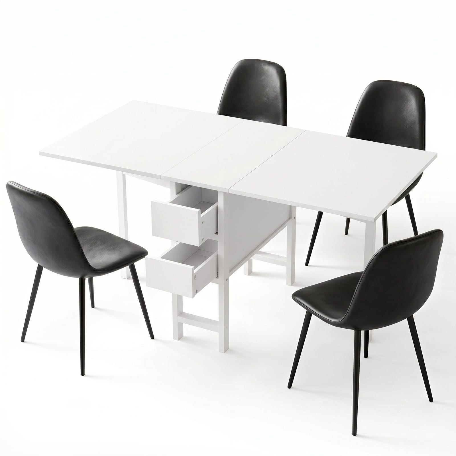 Dining Set Foldable Black 150x80x74.5cm