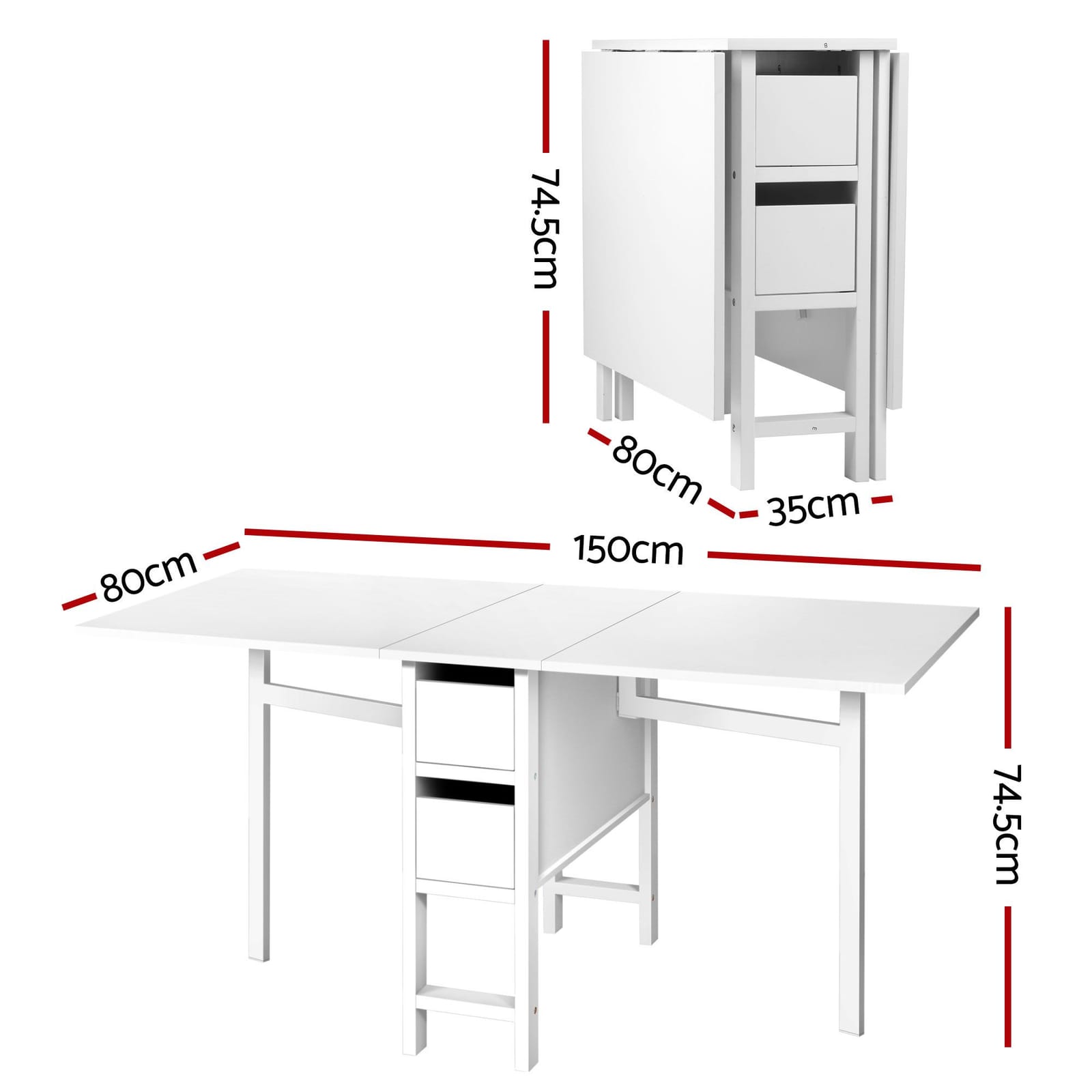 Dining Set Foldable Black 150x80x74.5cm