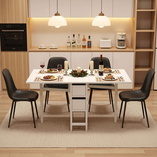 Dining Set Foldable Black 150x80x74.5cm
