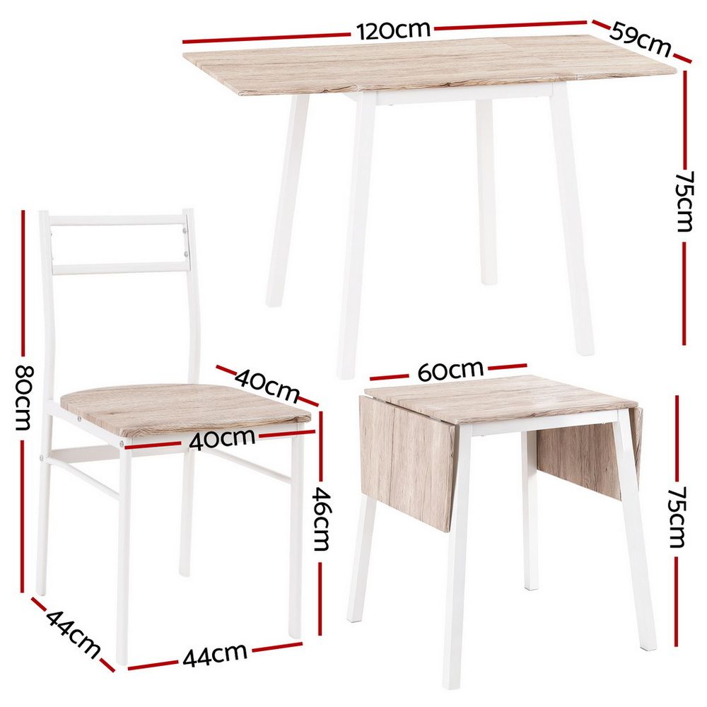 5Pcs - Dining Table And Chairs Set 5Pcs Foldable Kitchen Furniture Natural