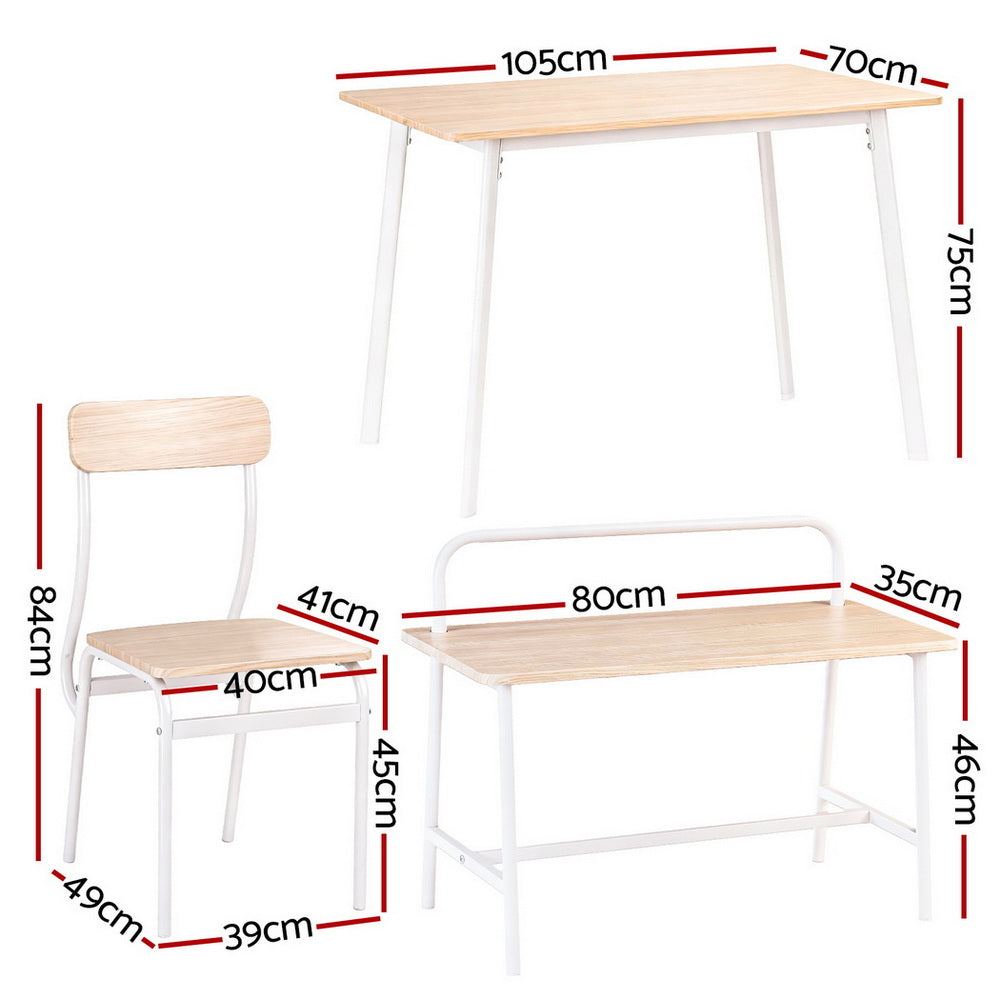 Dining Set - Dining Table And Chairs Set Of 4 Bench Kitchen Furniture Natural And