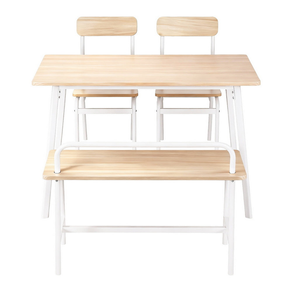 Dining Table And Chairs Set Of 4 Bench Kitchen Furniture Natural And | Dining Set